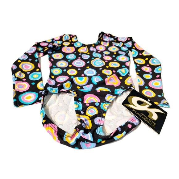 GK Elite VTG Retro 60s Concentric Circles LS Cotton Leotard Bodysuit AS Adult S - Picture 2 of 15